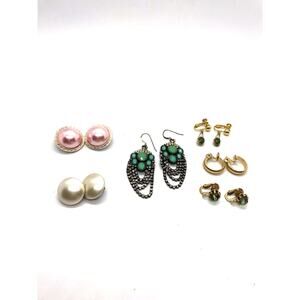 Lot of 6 Vintage Estate Pierced Clip Earrings Screw Back Monet 12k Gold Castle